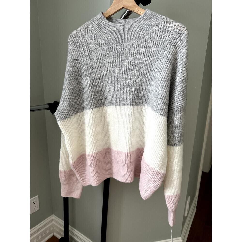 Topshop Women's Long Sleeve Knitted Sweater Stripe Colorblock Size 8-10 US